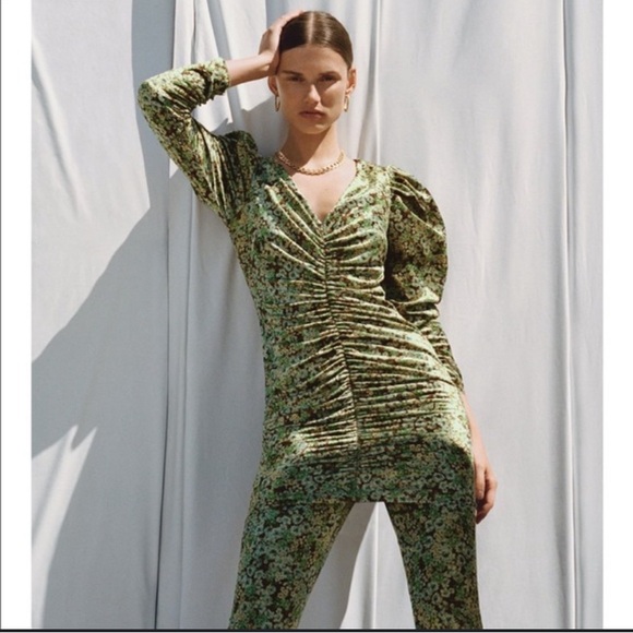 Zara Dresses & Skirts - ZARA Velvet Floral Mini Dress and Pants size xs